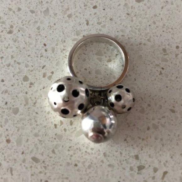 Elizabeth Garvin sterling silver ball ring size 4 - Picture 1 of 2